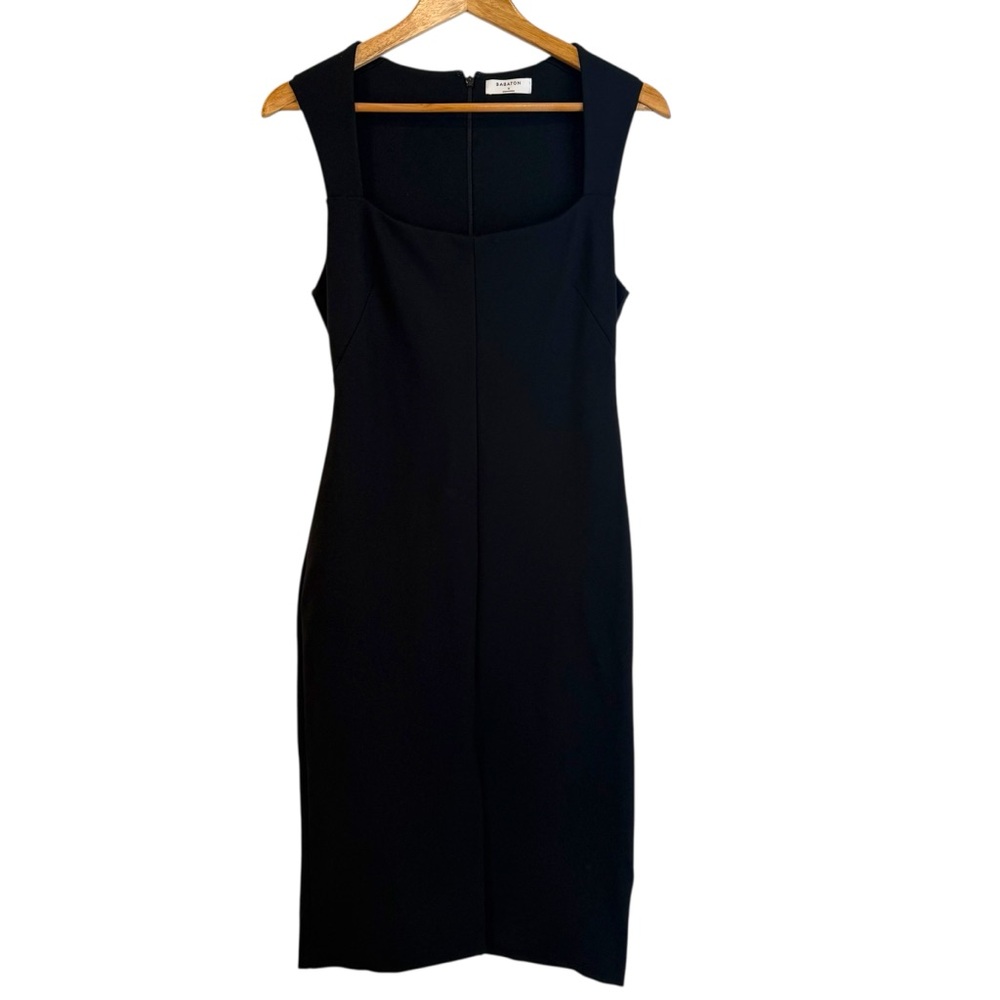 Babaton by Aritzia Black Square Neck Sleeveless Bodycon Midi Dress Size 8